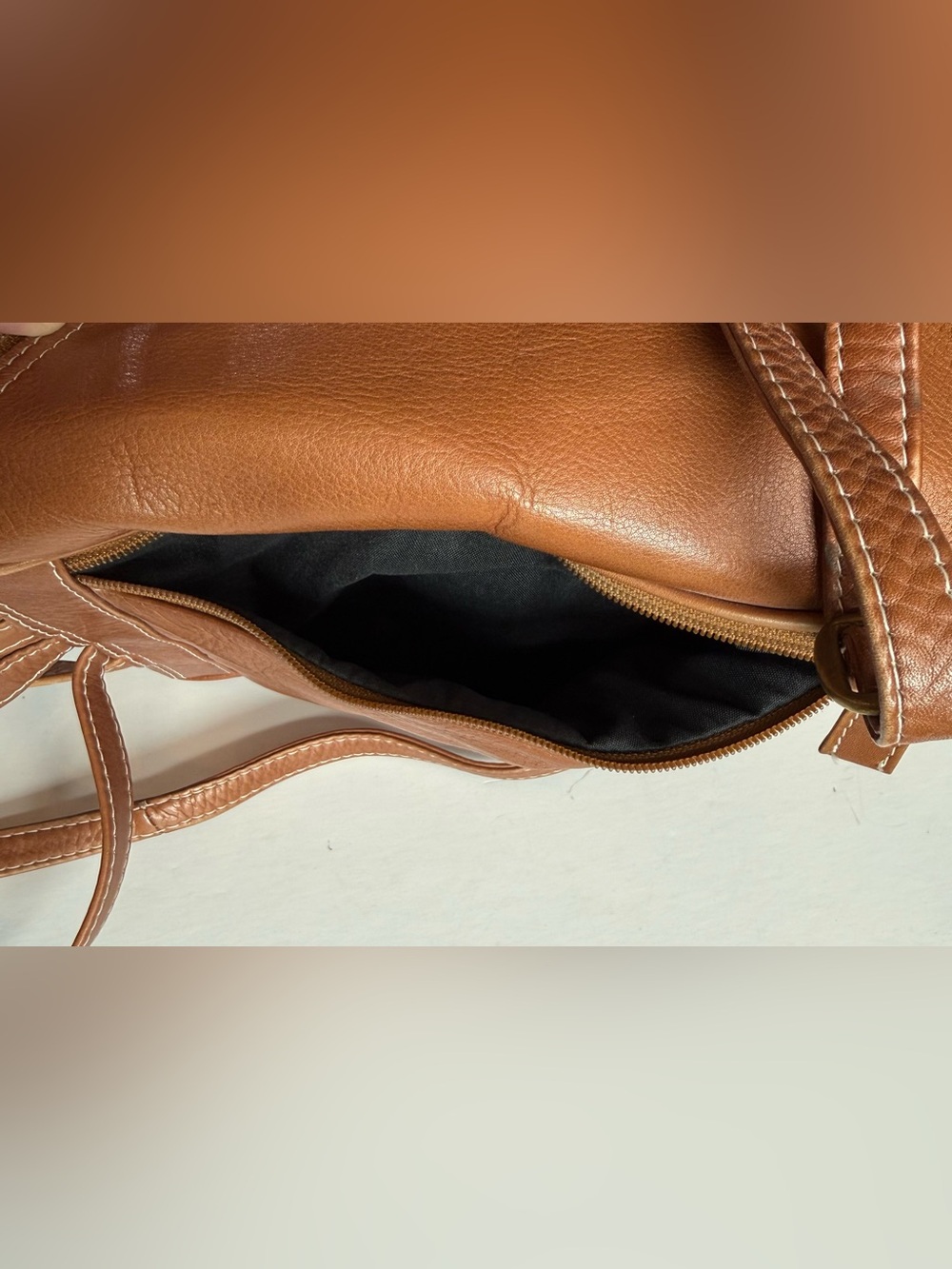Vintage Hobo International Mini Backpack Slingback Bag Leather Boho Camel Zipper - Picture 4 of 11